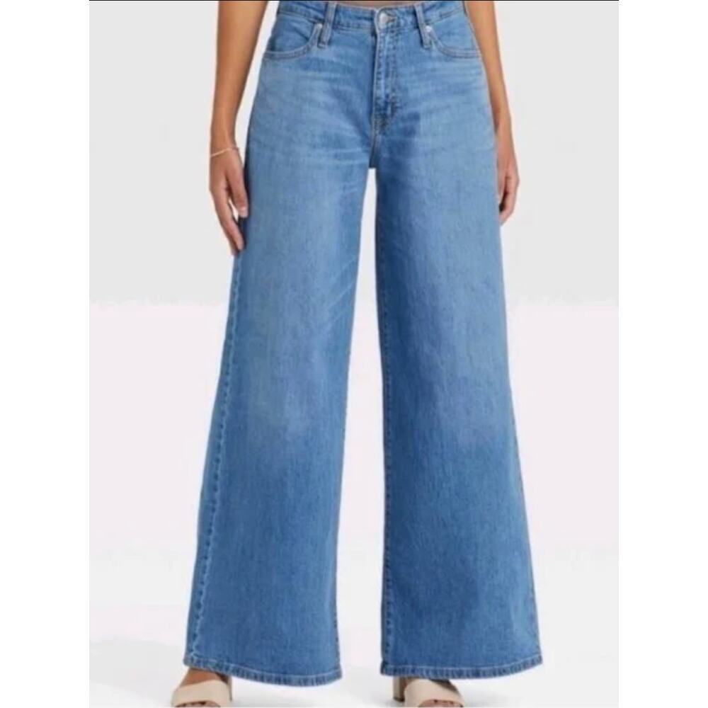 A New Day High Rise Wide Leg Medium Wash Jeans sz 12/31 Retro Boho Target 70s